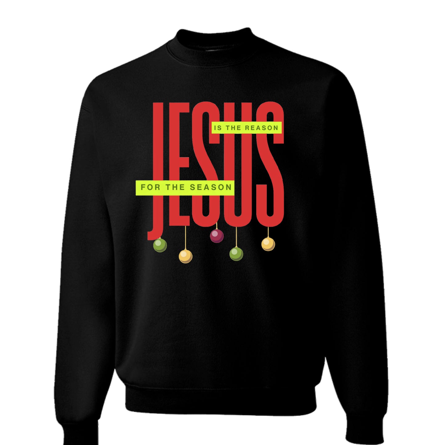 BLACK FRONT Jesus is the Reason for the Season Christmas Holiday Sweater