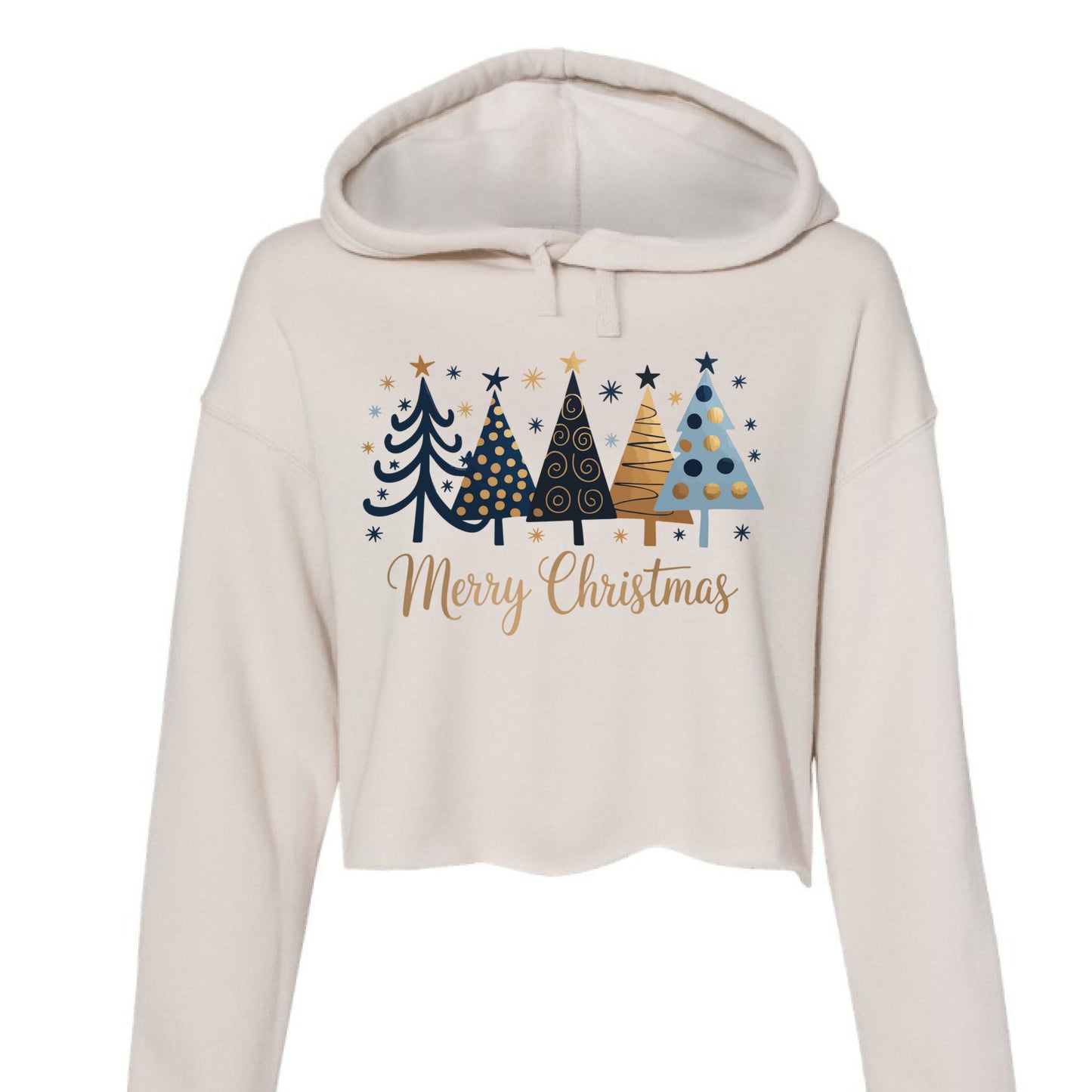 HEATHER DUST - FRONT Christmas Tree Cropped Hoodie