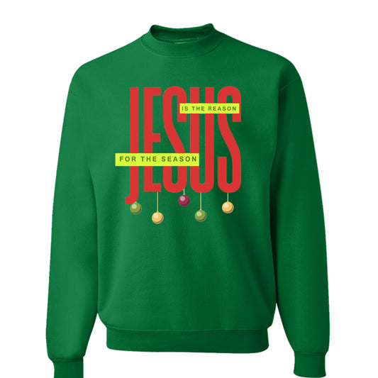 GREEN FRONT Jesus is the Reason for the Season Christmas Holiday Sweater