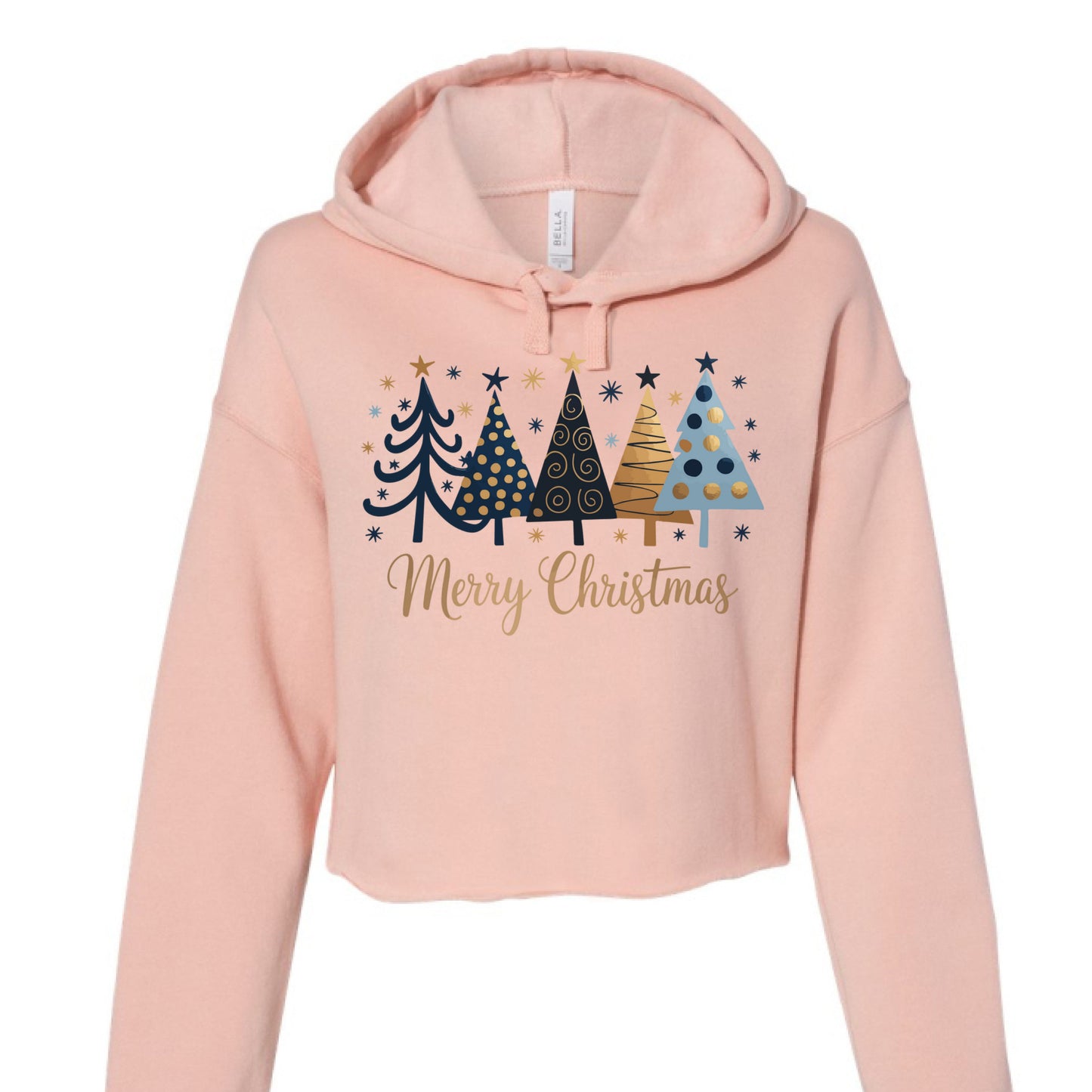 PEACH - FRONT Christmas Tree Cropped Hoodie