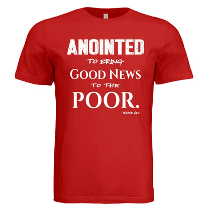 Isaiah 61:1 Anointed Bold Tee (White Lettering) - Red - PhreeDom by Design