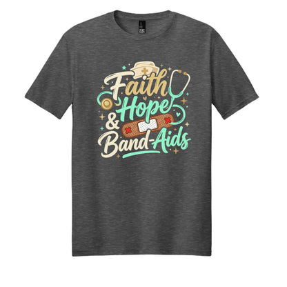 Faith Hope & Band-Aids School Nurse Tee - Shirts - 2mrmyrd1q - PhreeDom by Design
