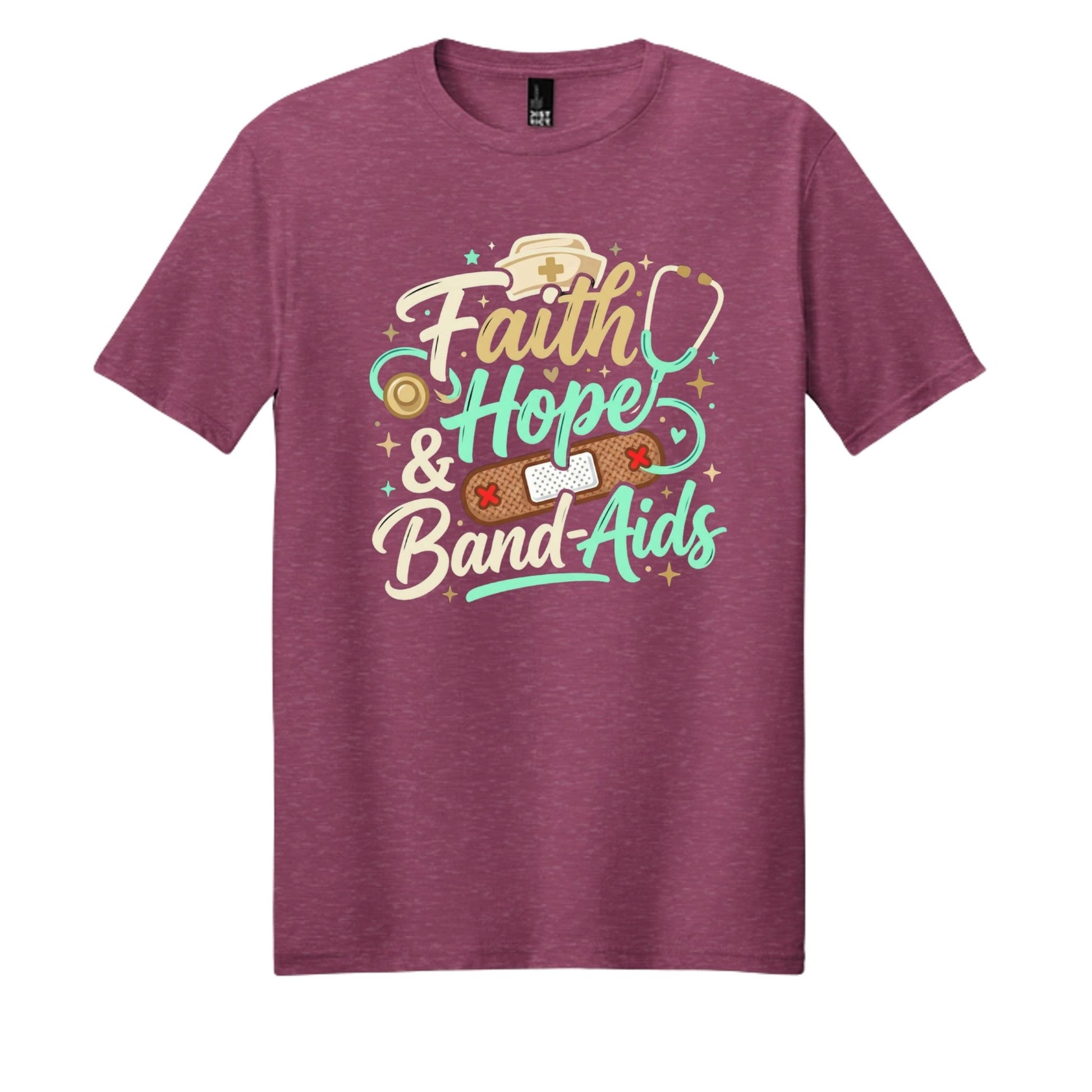 Faith Hope & Band-Aids School Nurse Tee - Shirts - 2mrn0k2kq - PhreeDom by Design