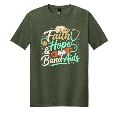 Faith Hope & Band-Aids School Nurse Tee - Shirts - 19g649mrmykf1i - PhreeDom by Design