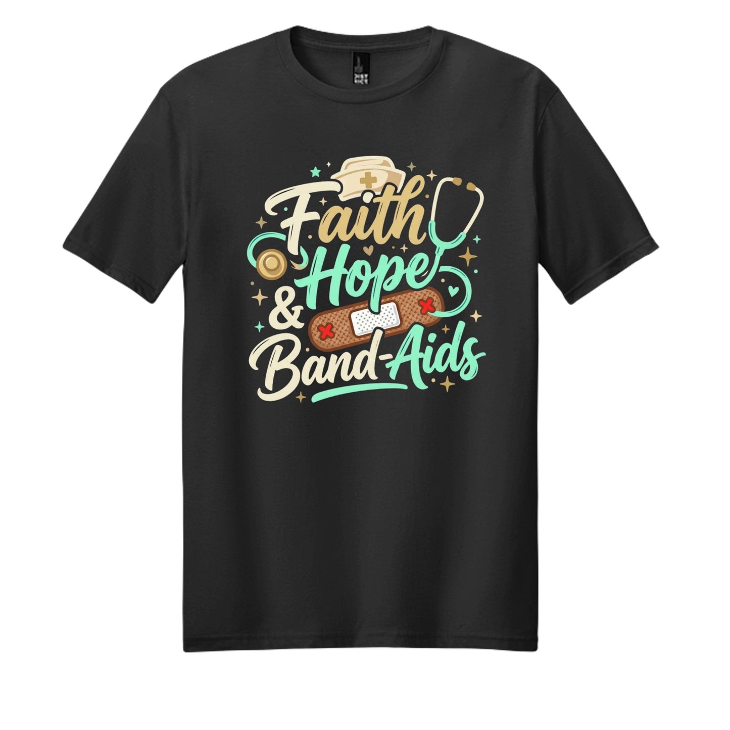 Faith Hope & Band-Aids School Nurse Tee - Shirts - 19g649mrmykf1y - PhreeDom by Design