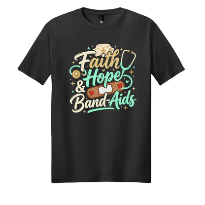 Faith Hope & Band-Aids School Nurse Tee - Shirts - 19g649mrmykf1y - PhreeDom by Design