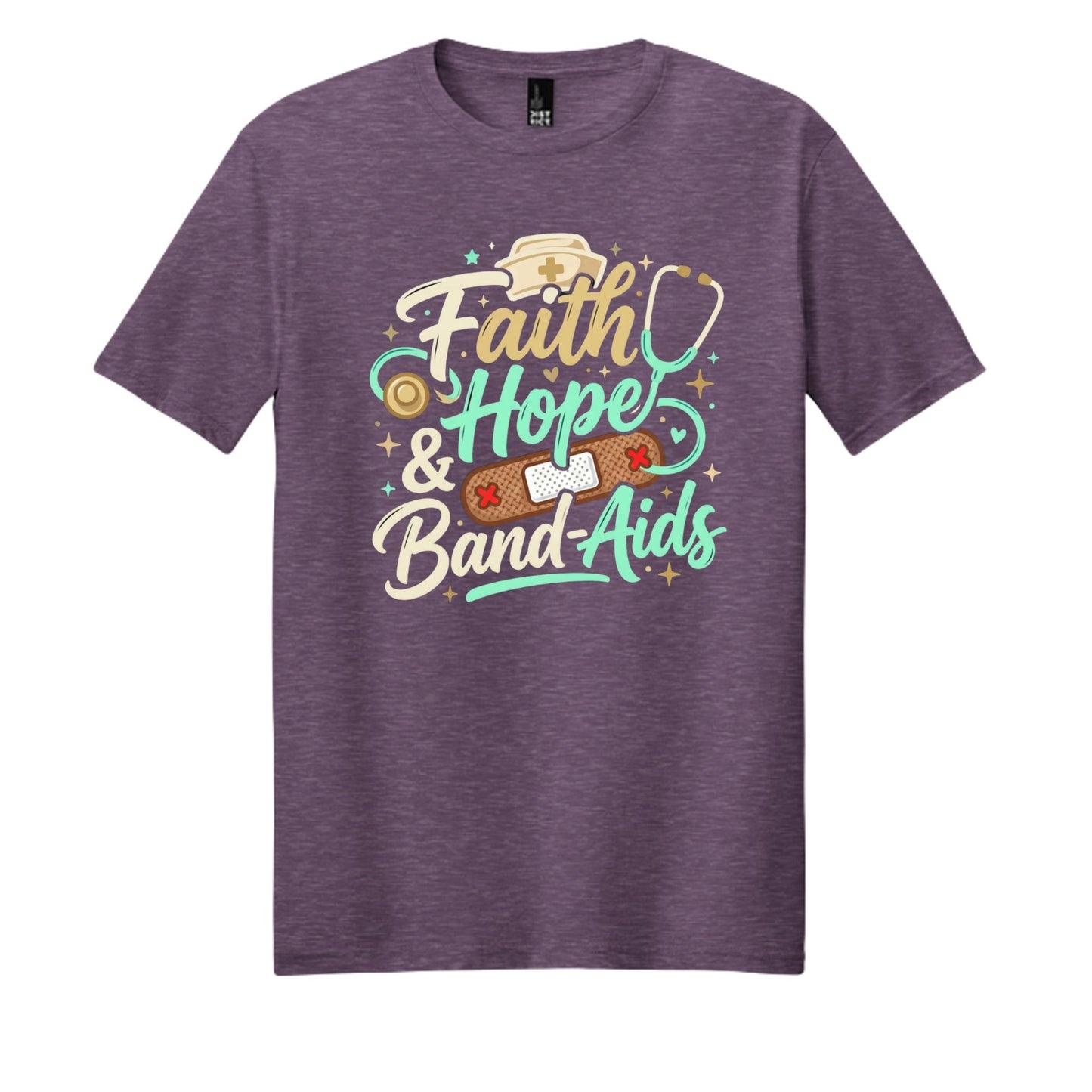 Faith Hope & Band-Aids School Nurse Tee - Shirts - 2mrn0k2l6 - PhreeDom by Design