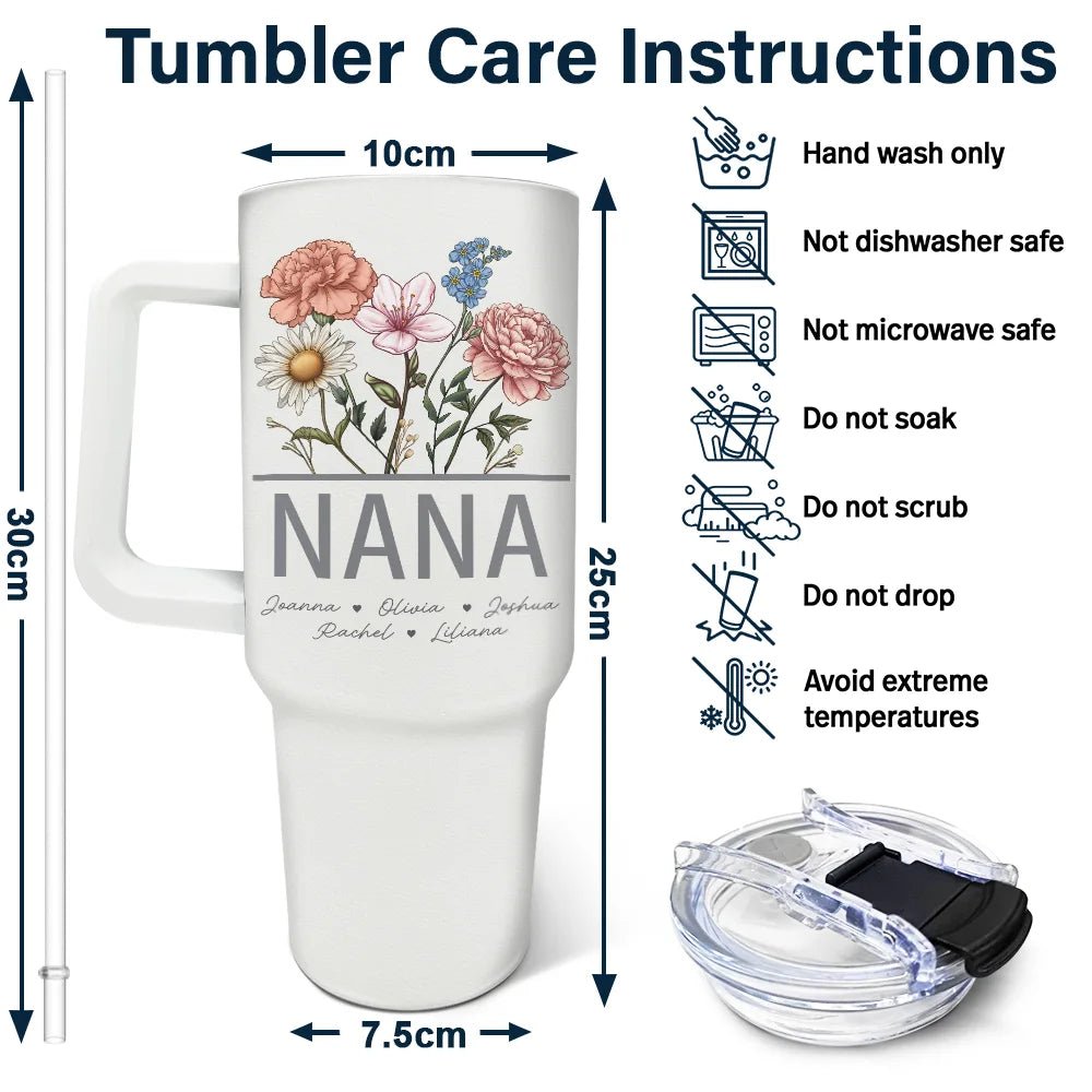 Personalized Nana Grandma Mom Mimi 40oz Tumbler With Straw - Tumbler - TFMT100NAH4264 - PhreeDom by Design