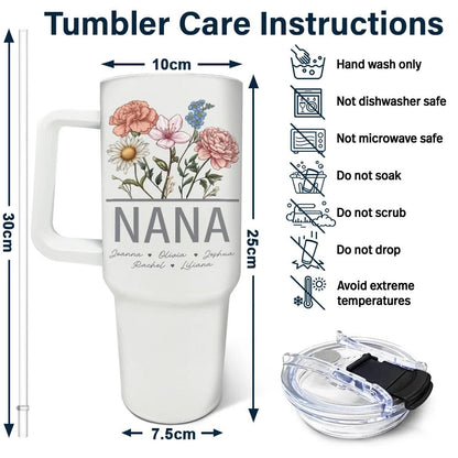 Personalized Nana Grandma Mom Mimi 40oz Tumbler With Straw - Tumbler - TFMT100NAH4264 - PhreeDom by Design