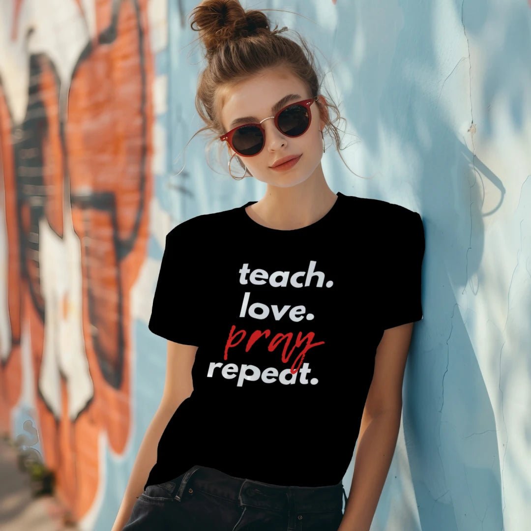 Teach Love Pray Tee - Shirts - 19g649mr6rbfn8 - PhreeDom by Design