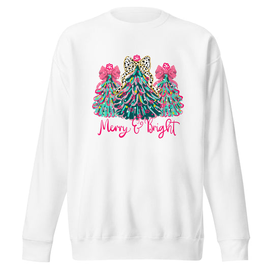 White Front Merry & Bright Christmas Tree Sweater